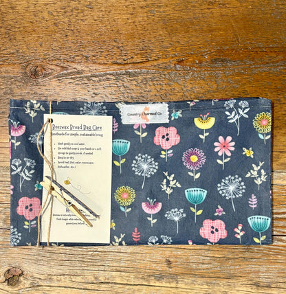 Handmade Organic Beeswax Bread Bag w/ Decorative Clothes Pin Clip – Reusable Eco Friendly