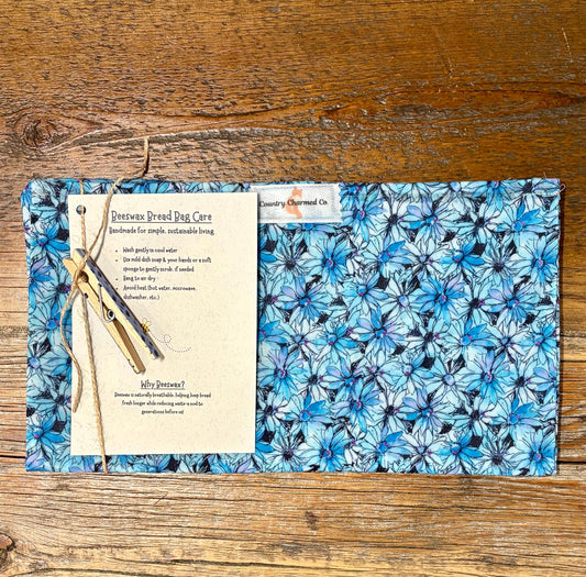 Handmade Organic Beeswax Bread Bag w/ Decorative Clothes Pin Clip – Reusable Eco Friendly