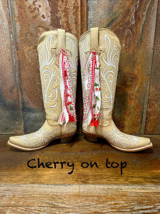 Cowboy Boot Ties Bows Dangles - Western Boho Cowgirl Handmade accessory - Cherry on Top