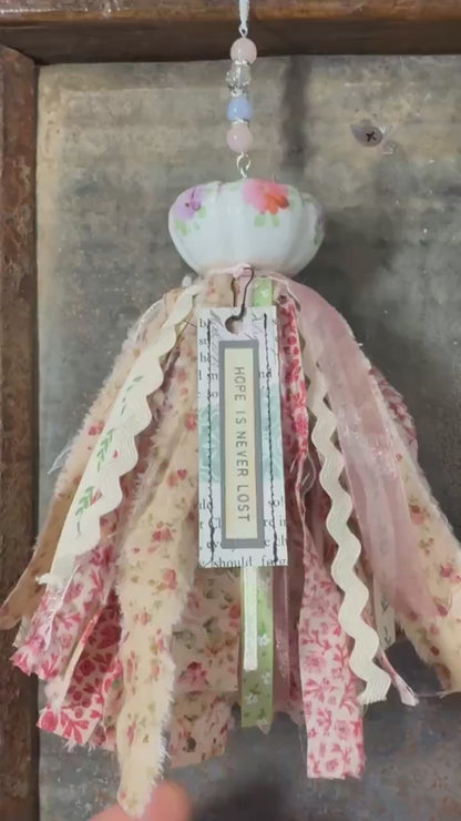 Vintage Farmhouse Pincushion Salt Shaker Tassel - Hope is never lost