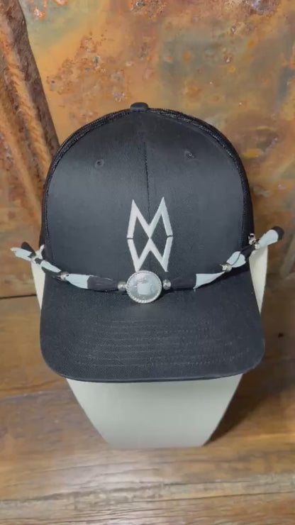 Trucker Hat Baseball Cap Band Add-on Removable Hat Jewelry Silver Concho Charm