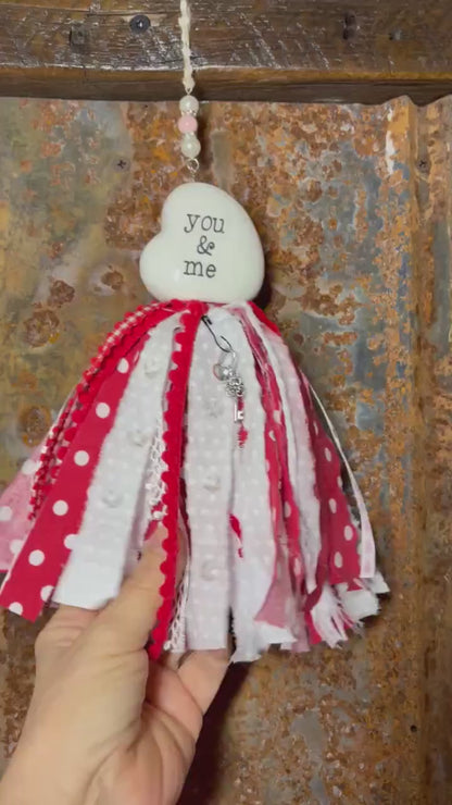 You & Me Anniversary Valentines Day Gift Heart Salt Shaker Tassel Key to Heart