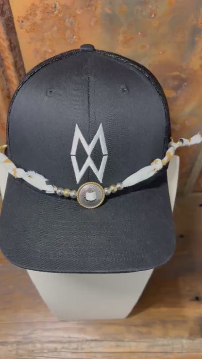 Trucker Hat Baseball Cap Band Add-on Removable Hat Jewelry 2-tone Concho Charm