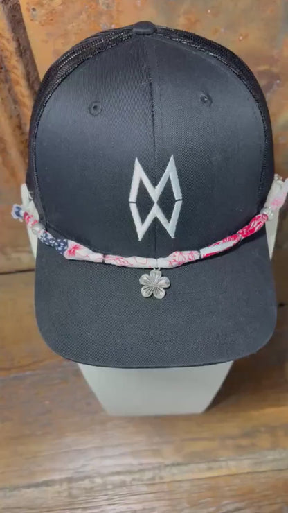 Trucker Hat Baseball Cap Band Add-on Removable Hat Jewelry Tropical Flower Charm