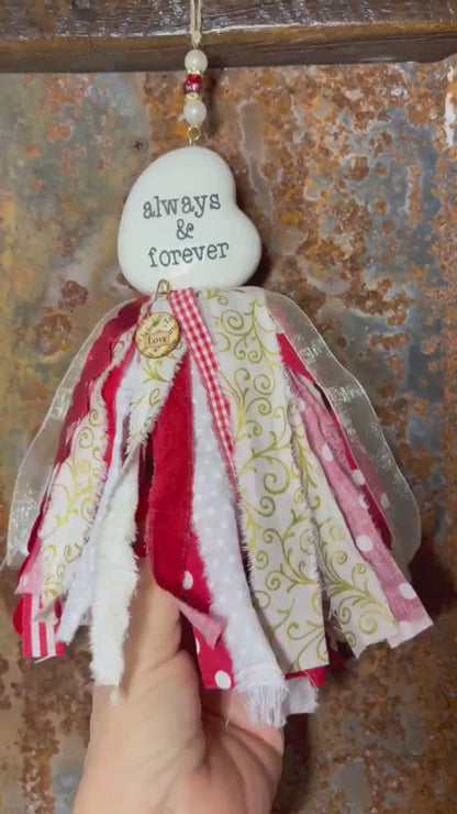 Always & Forever Anniversary Valentines Day Gift Heart Salt Shaker Tassel Love Tag
